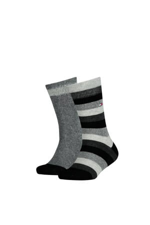 gestreepte sokken - set van 2 grijs