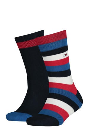 gestreepte sokken - set van 2 donkerblauw