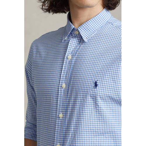 POLO Ralph Lauren slim fit overhemd blue/white met stretch