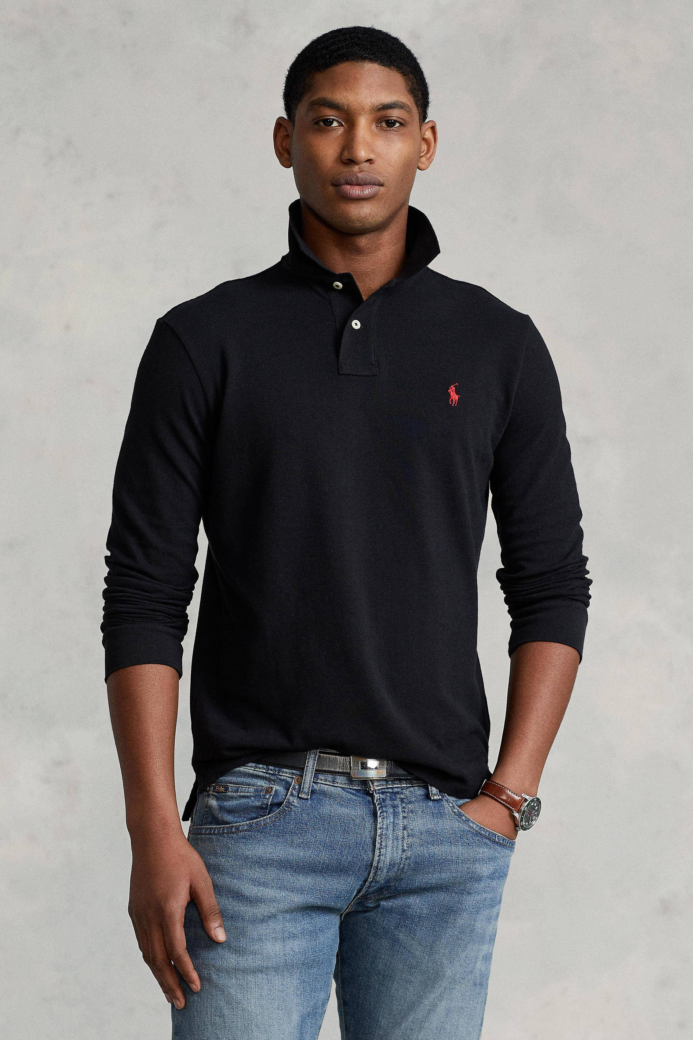 sweater knit polo shirt