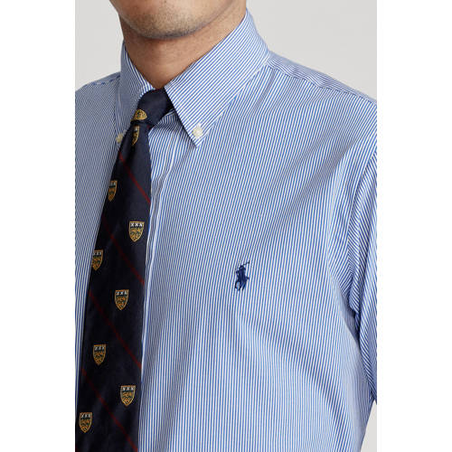 POLO Ralph Lauren slim fit overhemd blue/white met stretch