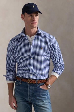 custom fit overhemd met ruiten blue/white