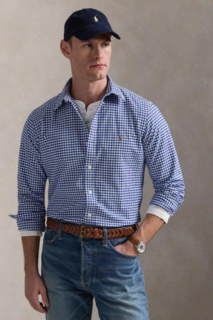 custom fit overhemd met ruiten blue/white