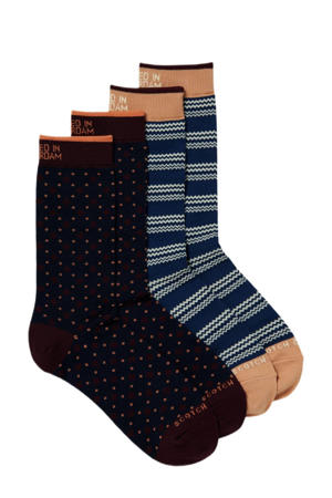 sokken met all-over print - set van 2 zwart/donkerblauw