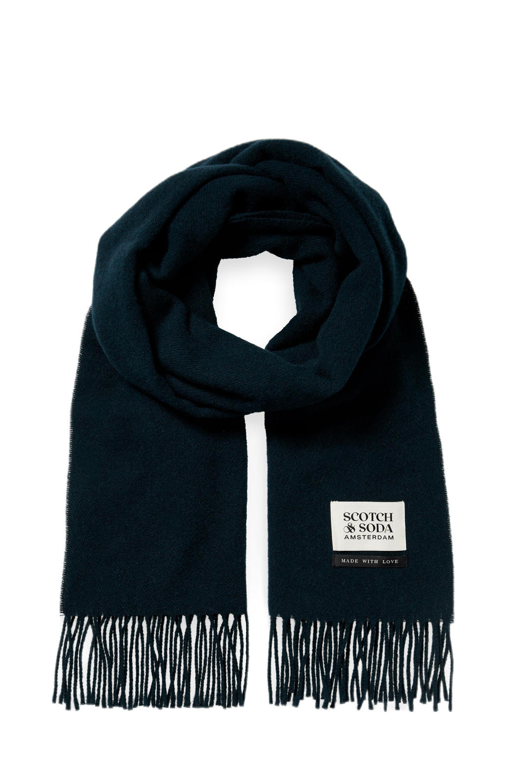 Scotch & Soda sjaal met franjes donkergroen