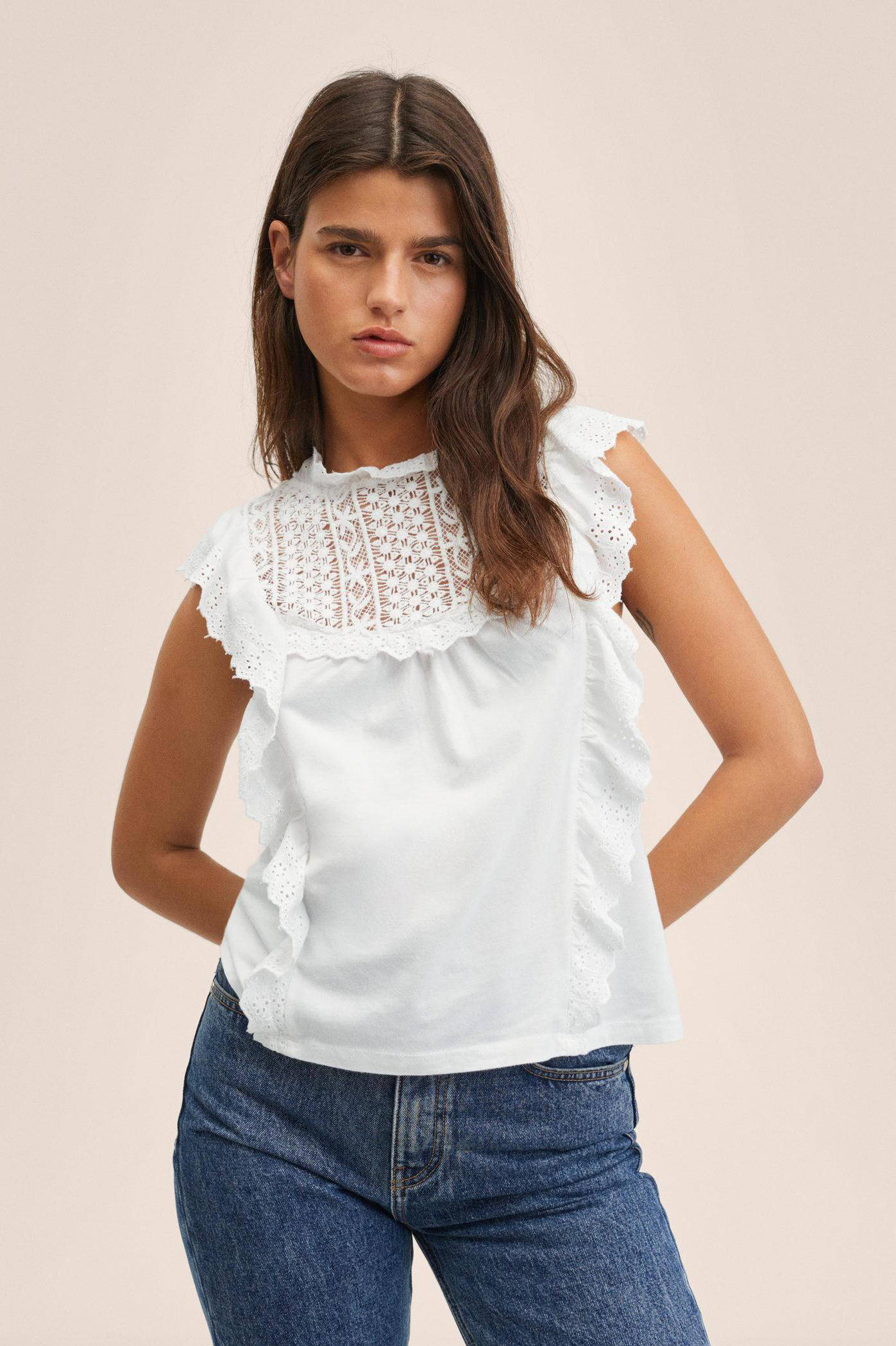 Witte top met ruches hot sale