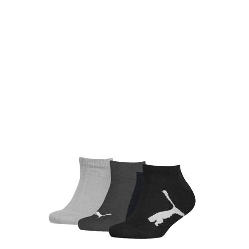 Puma sneakersokken met logo - set van 3 grijs