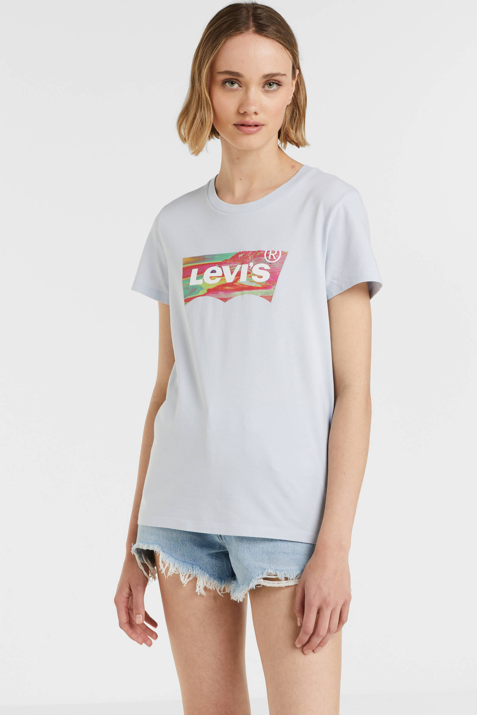 Levi\u2019s T-shirt wit-zwart gedrukte letters casual uitstraling Mode Shirts T-shirts Levi’s 