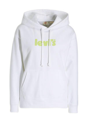 hoodie met logo wit/groen