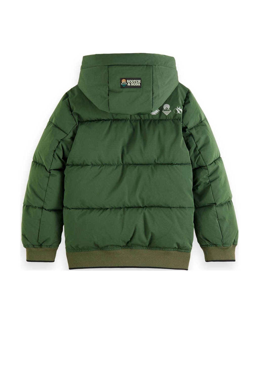 Scotch Soda gewatteerde winterjas van polyester groen wehkamp