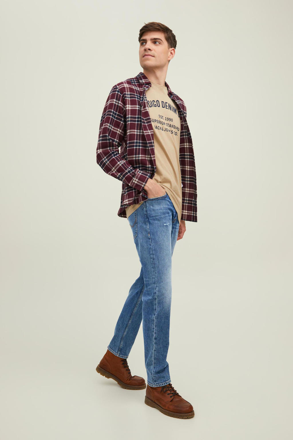JACK & JONES JEANS INTELLIGENCE tapered fit jeans JJIMIKE blue denim