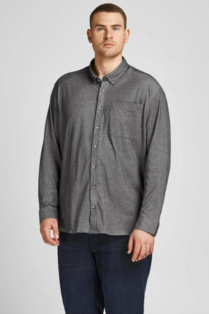 gemêleerd oversized overhemd JJEPIQUE Plus Size grey melange