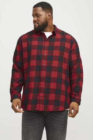 geruit regular fit overhemd JJEGINGHAM Plus Size brick red