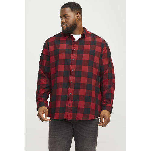 JACK & JONES PLUS SIZE geruit regular fit overhemd JJEGINGHAM Plus Size brick red afbeelding