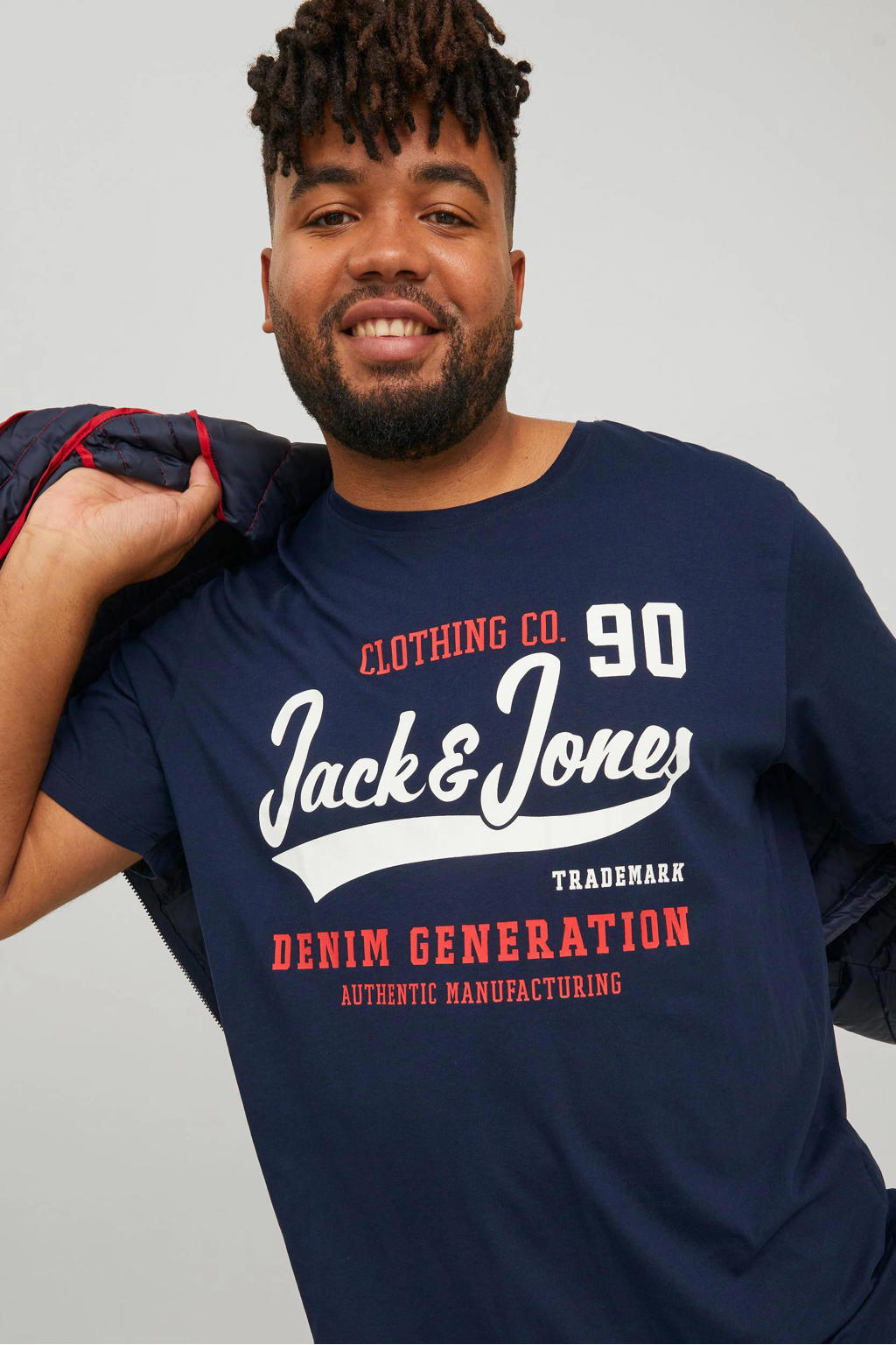 JACK & JONES PLUS SIZE Tshirt JJELOGO Plus Size met logo navy blazer wehkamp
