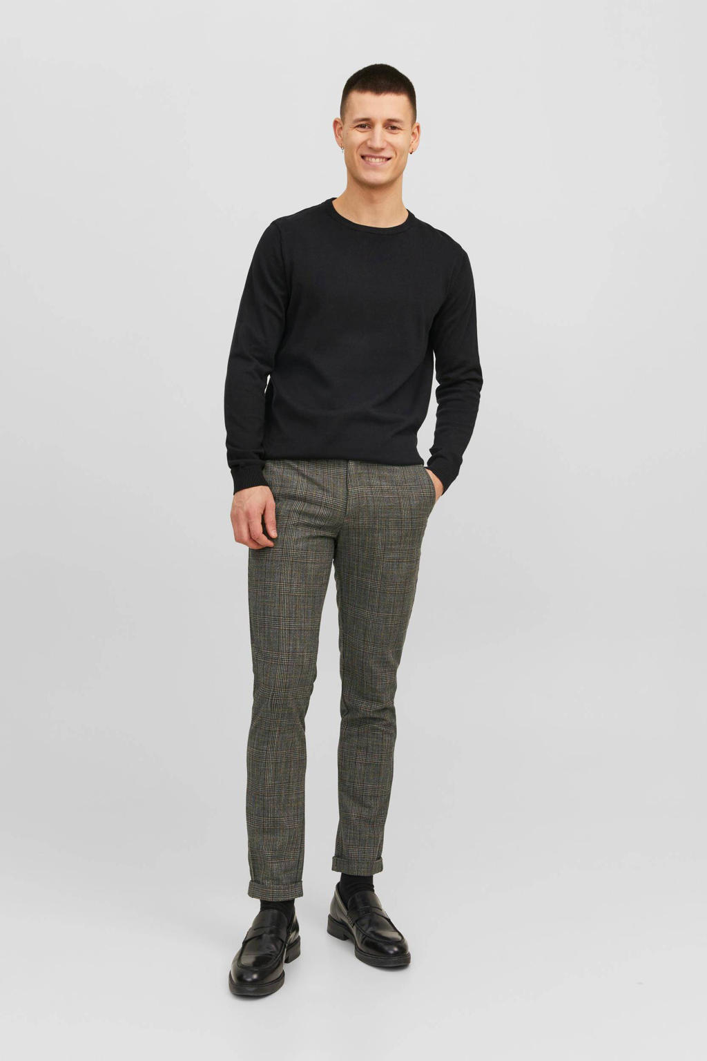 JACK & JONES PANTS STUDIO geruite slim fit pantalon JJIMARCO JJCONNOR cumin