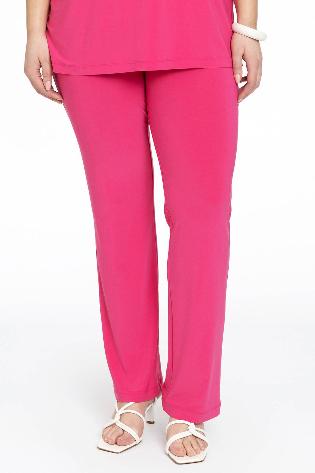 YOEK straight fit broek van travelstof DOLCE fuchsia