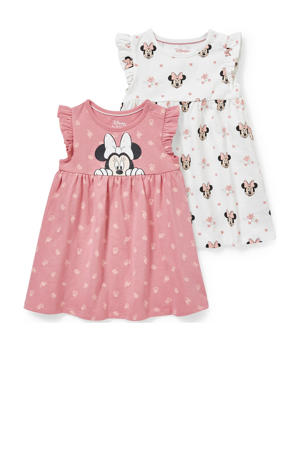 Minnie Mouse jurk - set van 2 roze/wit