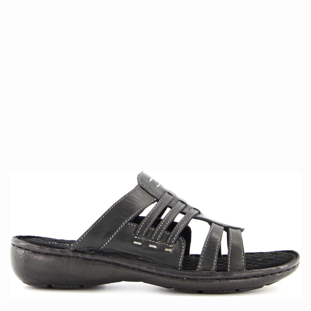 Hush Puppies leren slippers zwart wehkamp