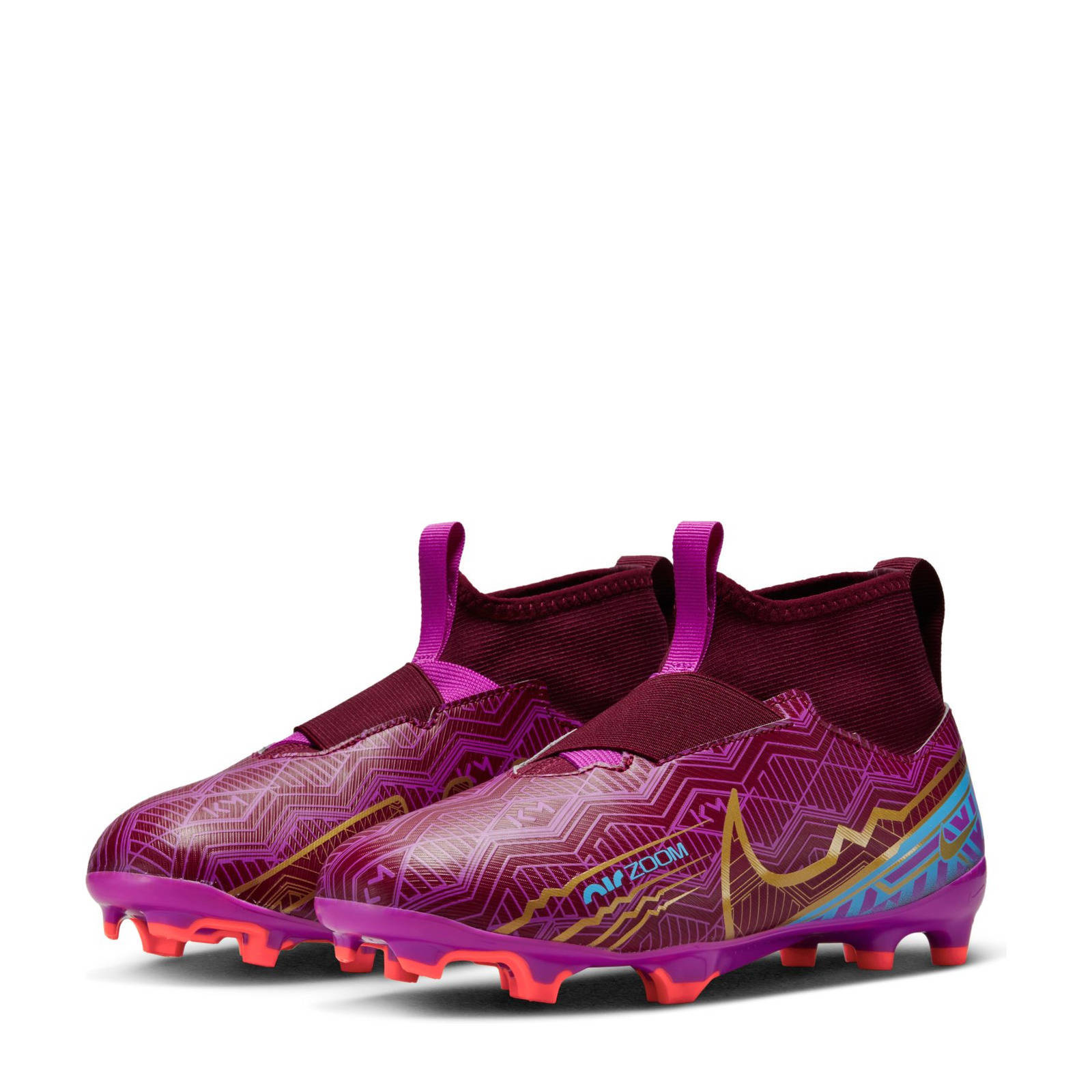 Nike Mercurial Superfly 9 Academy KM FG/MG voetbalschoenen  donkerrood/goud/blauw | wehkamp