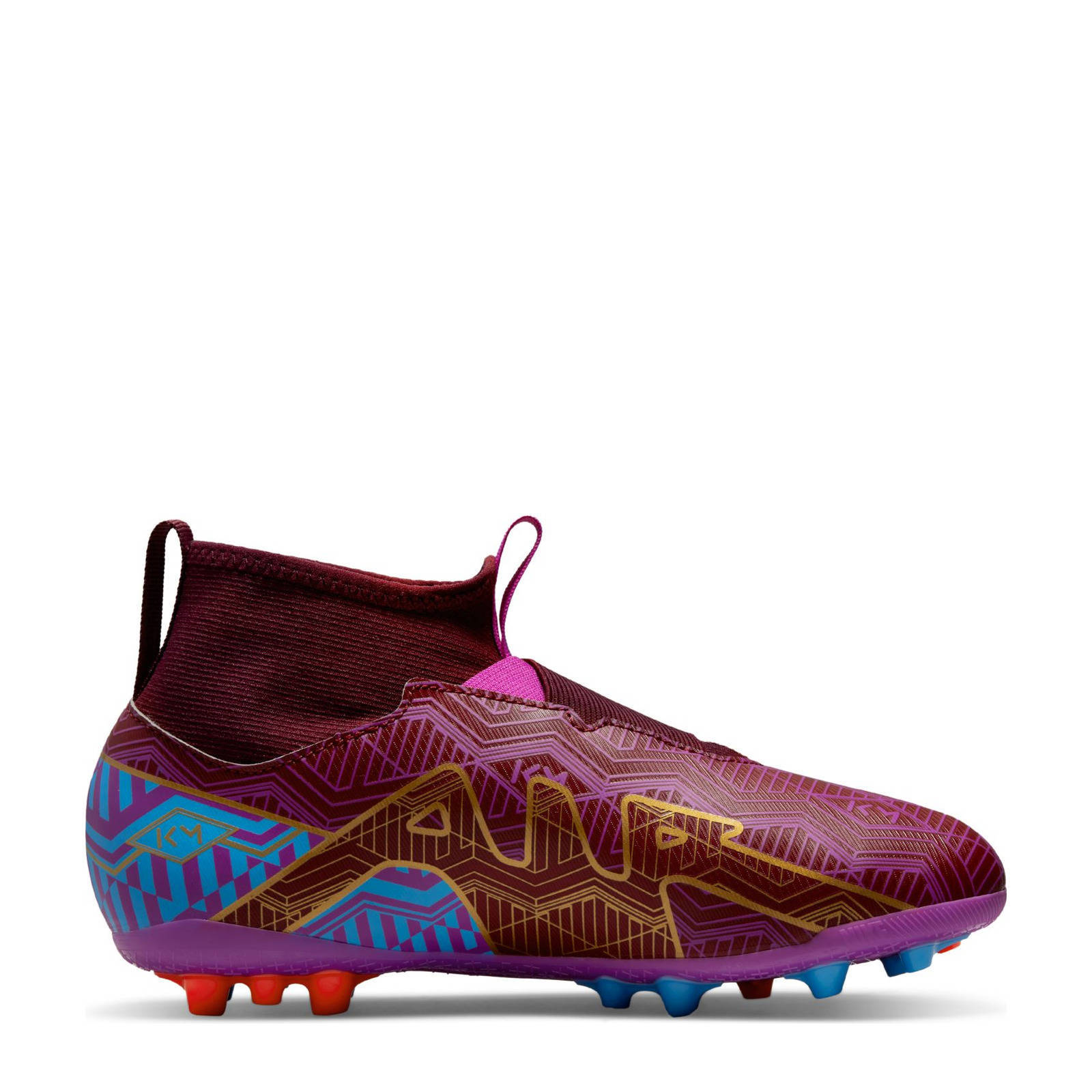 Nike Zoom Superfly 9 Academy KM AG Jr. voetbalschoenen donkerrood/goud |  wehkamp