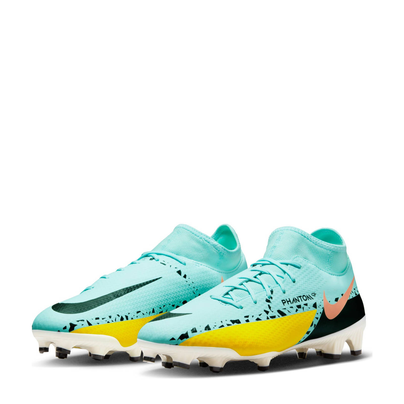 Nike Phantom GT2 Academy FG/MG voetbalschoenen lichtblauw/zwart/geel |  wehkamp