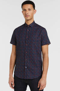 A fish named Fred slim fit overhemd met all over print navy blue