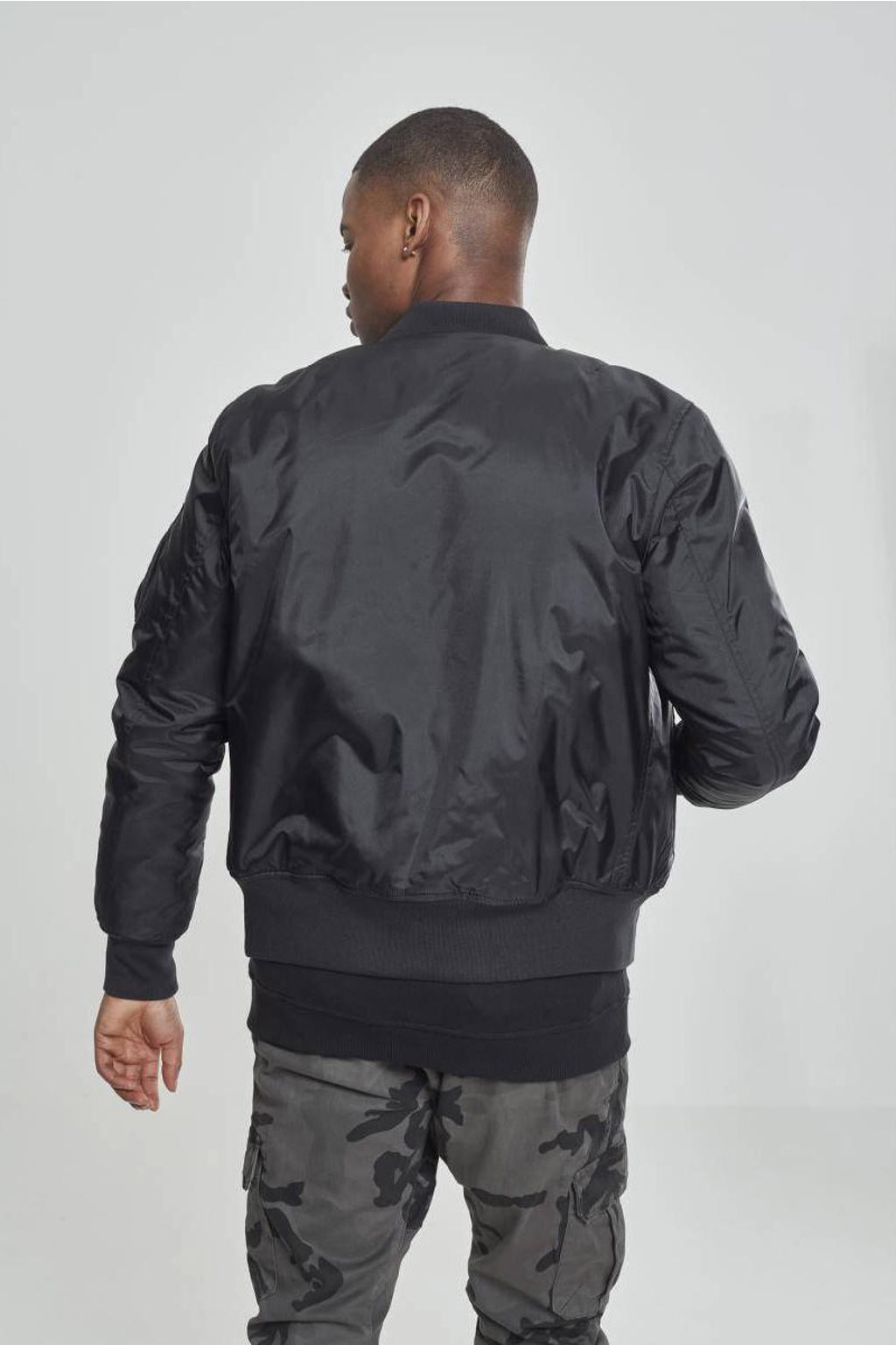 Urban Classics Curvy imitatieleren bomberjack zwart Urban Classics Curvy imitatieleren bomberjack zwart