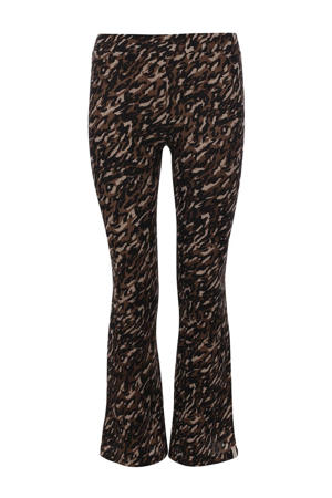 flared broek met zebraprint zwart/bruin