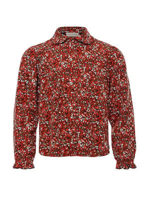 gebloemde blouse rood/wit