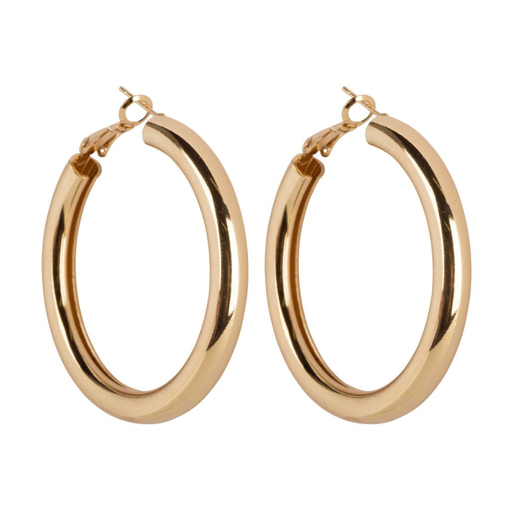 Club Manhattan met goud vergulde oorbellen Coco Hoops, Goudkleurig