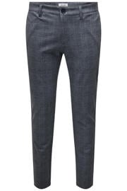 thumbnail: ONLY & SONS viscose slim fit geruite chino - donkerblauw