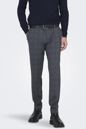 geruite slim fit pantalon ONSMARK blauw