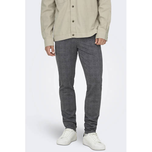 ONLY & SONS geruite slim fit pantalon ONSMARK zwart afbeelding