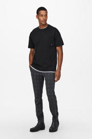 thumbnail: ONLY & SONS geruite slim fit pantalon ONSMARK zwart