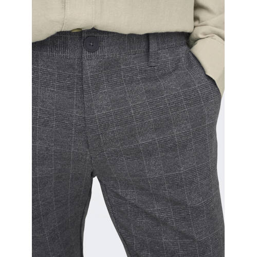 ONLY & SONS geruite slim fit pantalon ONSMARK zwart afbeelding