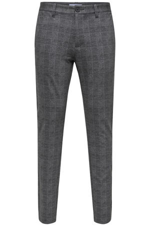 geruite slim fit pantalon ONSMARK zwart