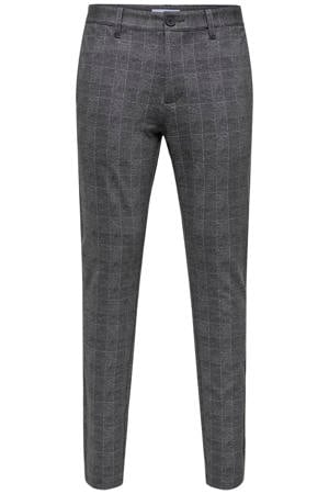 slim fit geruite chino - zwart