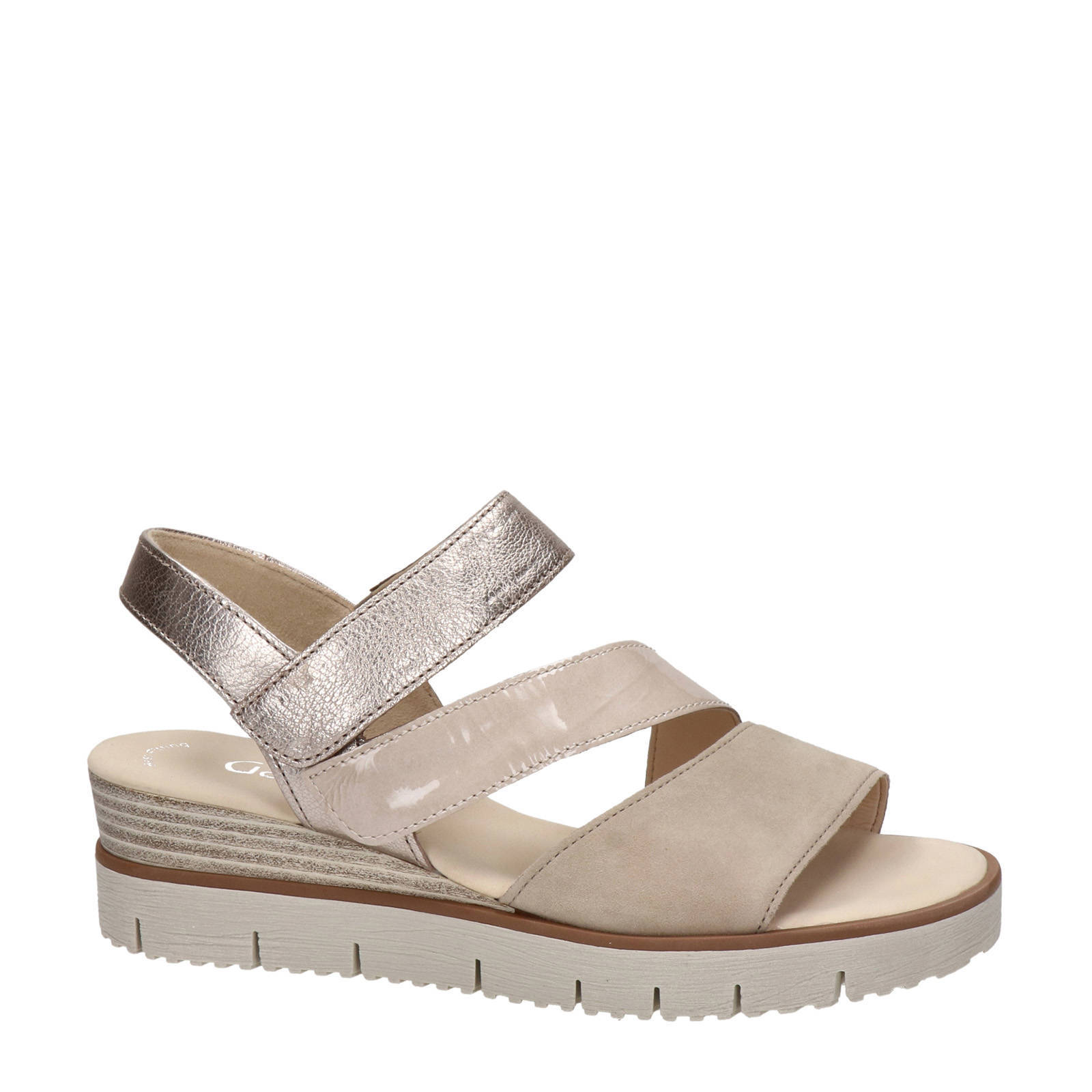 Gabor leren sandalen beige/goud | wehkamp