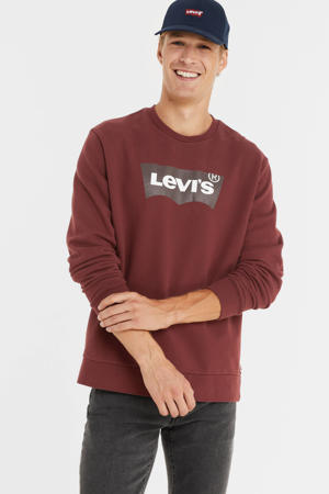 sweater met logo roodbruin