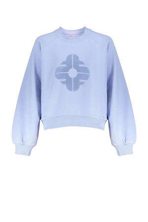 sweater Flora met printopdruk blauw