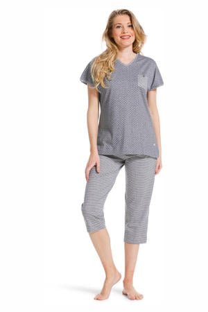 pyjama met stippen grijs/wit