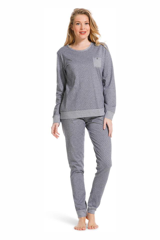 baas Onverenigbaar zien Pastunette pyjama met stippen grijs/wit | wehkamp