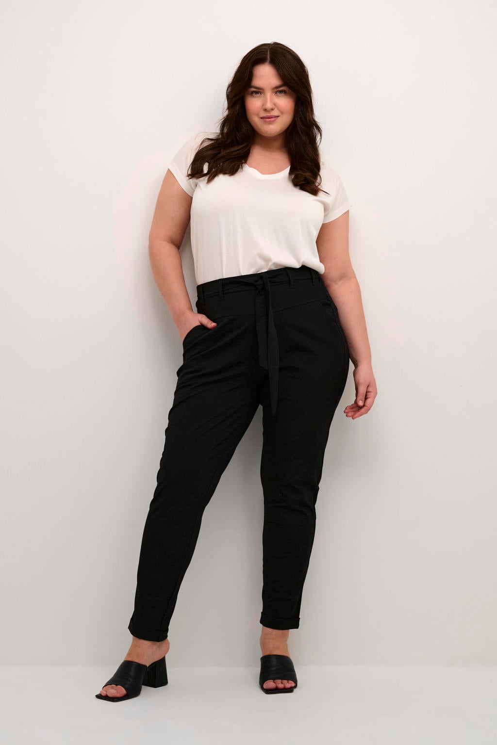 Kaffe Curve regular fit broek zwart