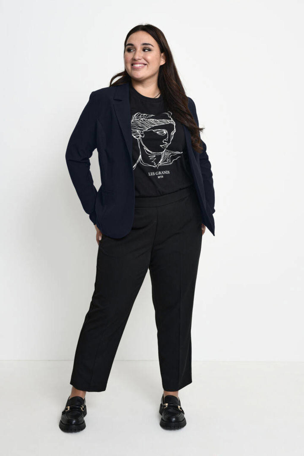 Kaffe Curve aansluitende blazer KCjia donkerblauw Kaffe Curve aansluitende blazer KCjia donkerblauw