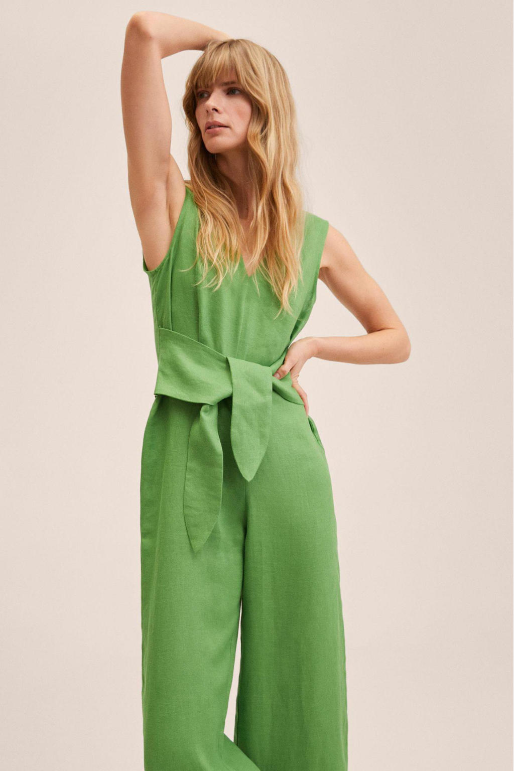 Mango linnen jumpsuit groen kopen? in huis wehkamp