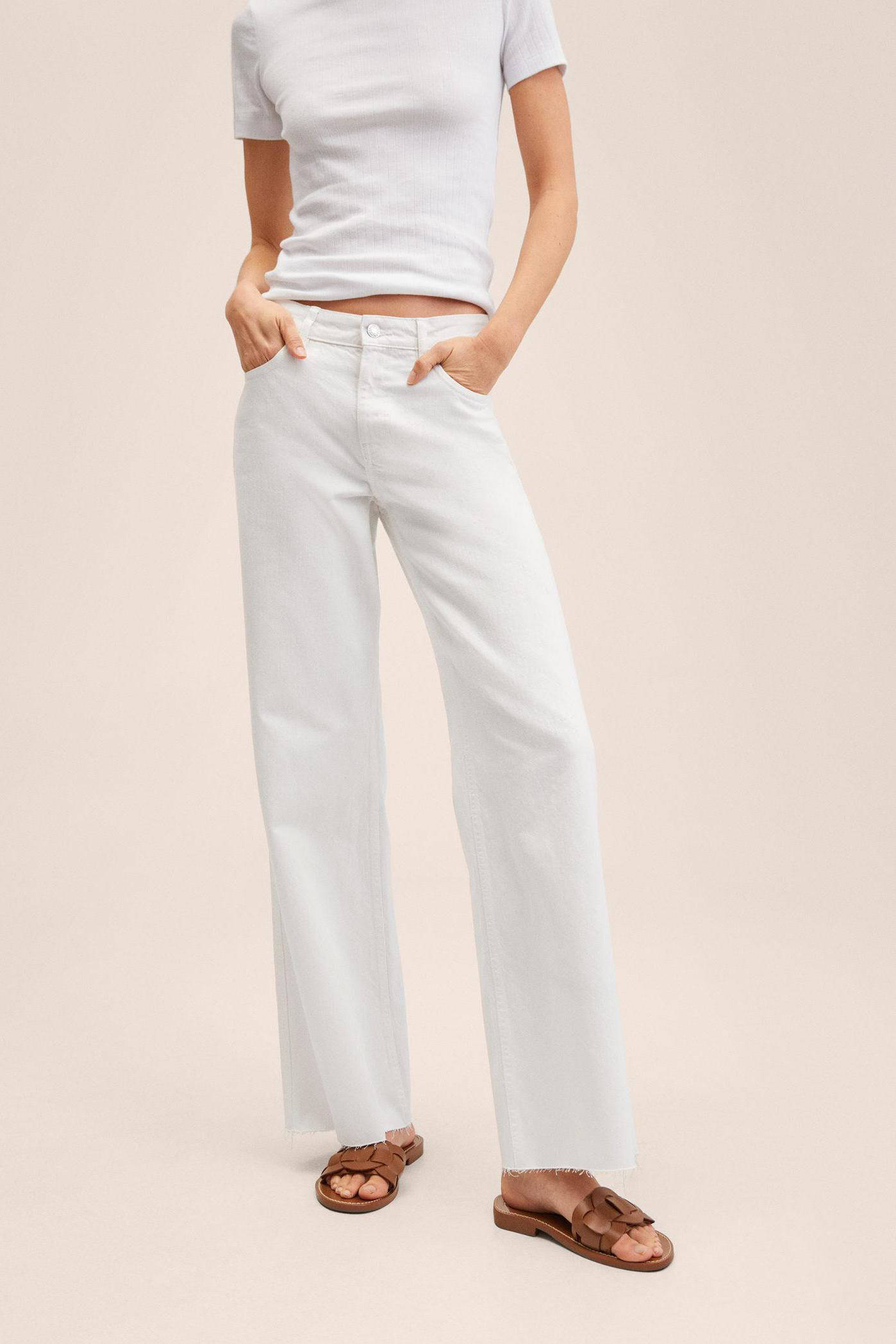 Mango wide leg jeans wit | wehkamp