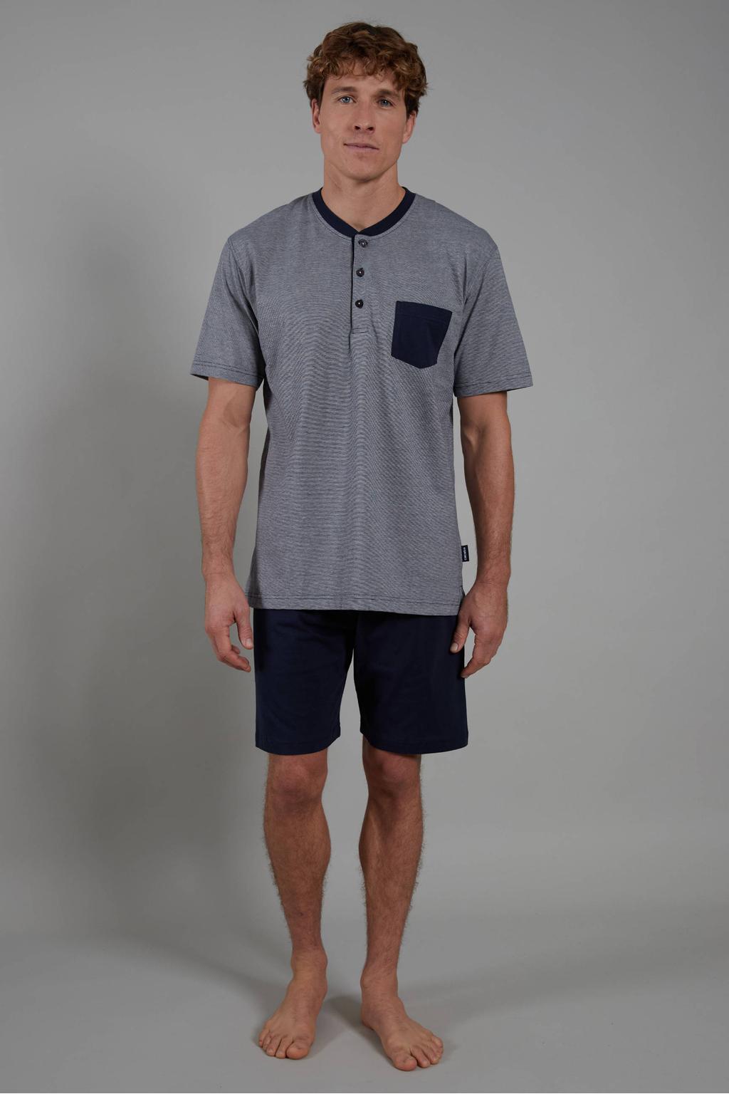 CECEBA +size shortama grijs/donkerblauw
