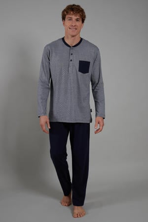 +size pyjama grijs/donkerblauw