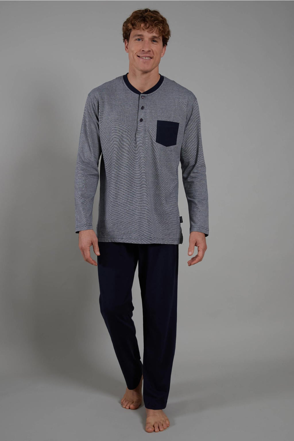CECEBA +size pyjama set grijs/donkerblauw